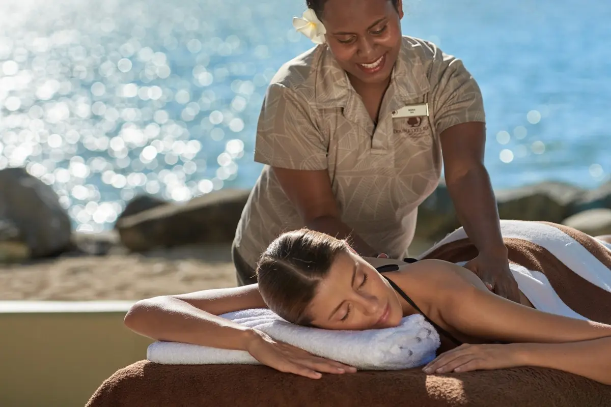 relaxing outdoor spa day on the beach