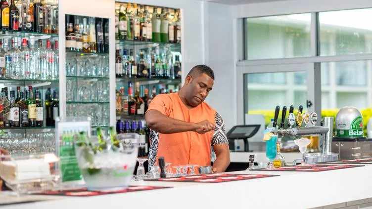 Comfortable and inviting setting in Tapa Lounge Bar at Holiday Inn Suva, perfect for a relaxed or lively evening.